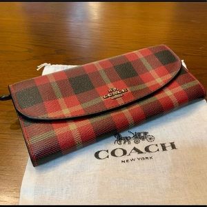 Coach Riley Wallet Plaid Wallet